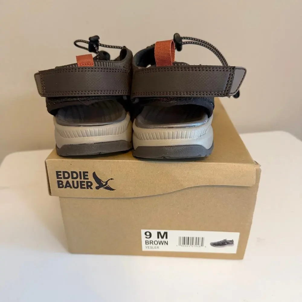 Eddie Bauer Yesler Hiking Sandals Mens 9M Brown Sport Water Outdoor Gorpcore NIB